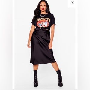 NWT Nasty Gal Black High-Waisted Midi Skirt 24W